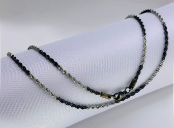 Cadena Bicolor Lazo 1.3mm Negro-Pl